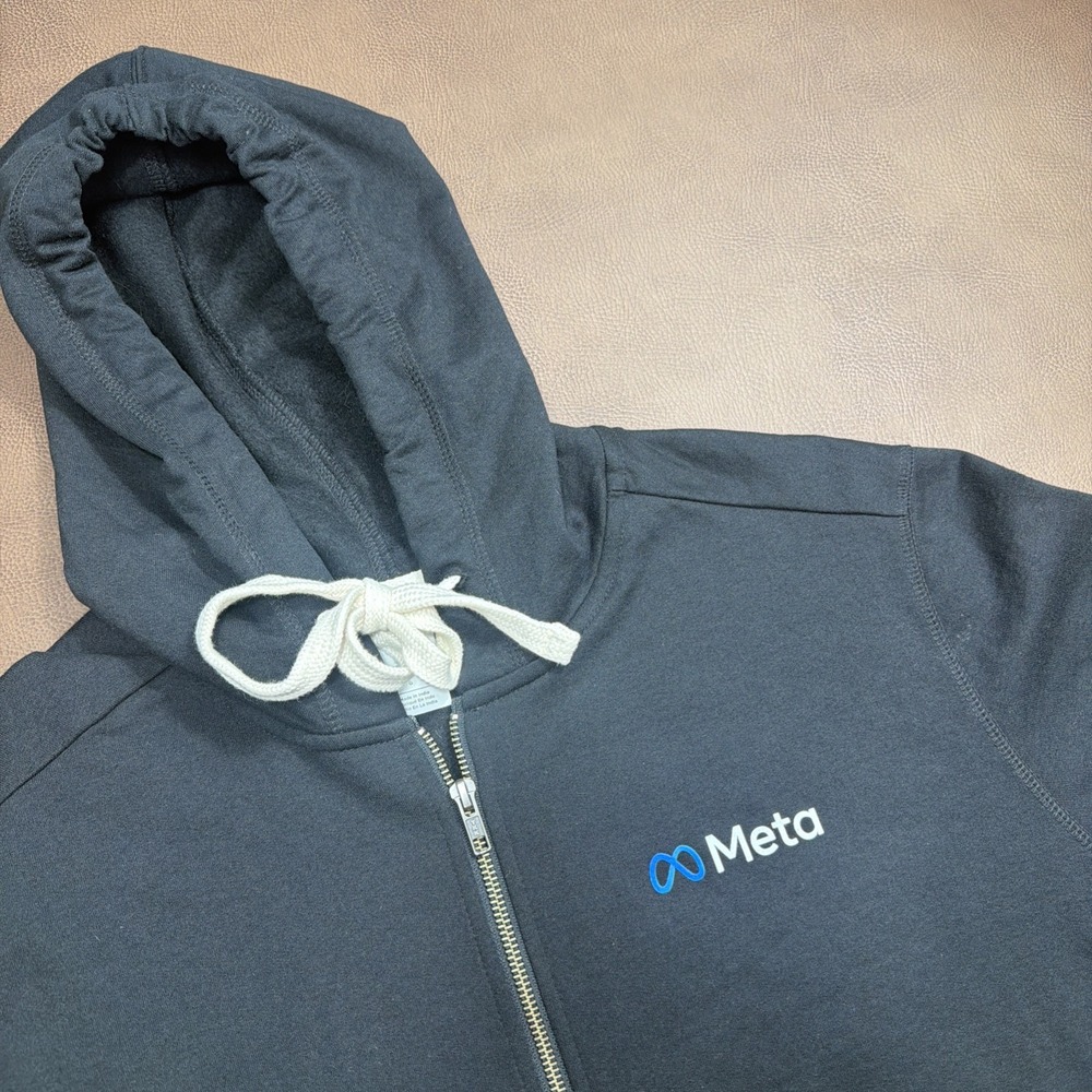 Meta Facebook Hoodie Sweatshirt Mens Large Black Full Zip Tech Modern Rare!!
